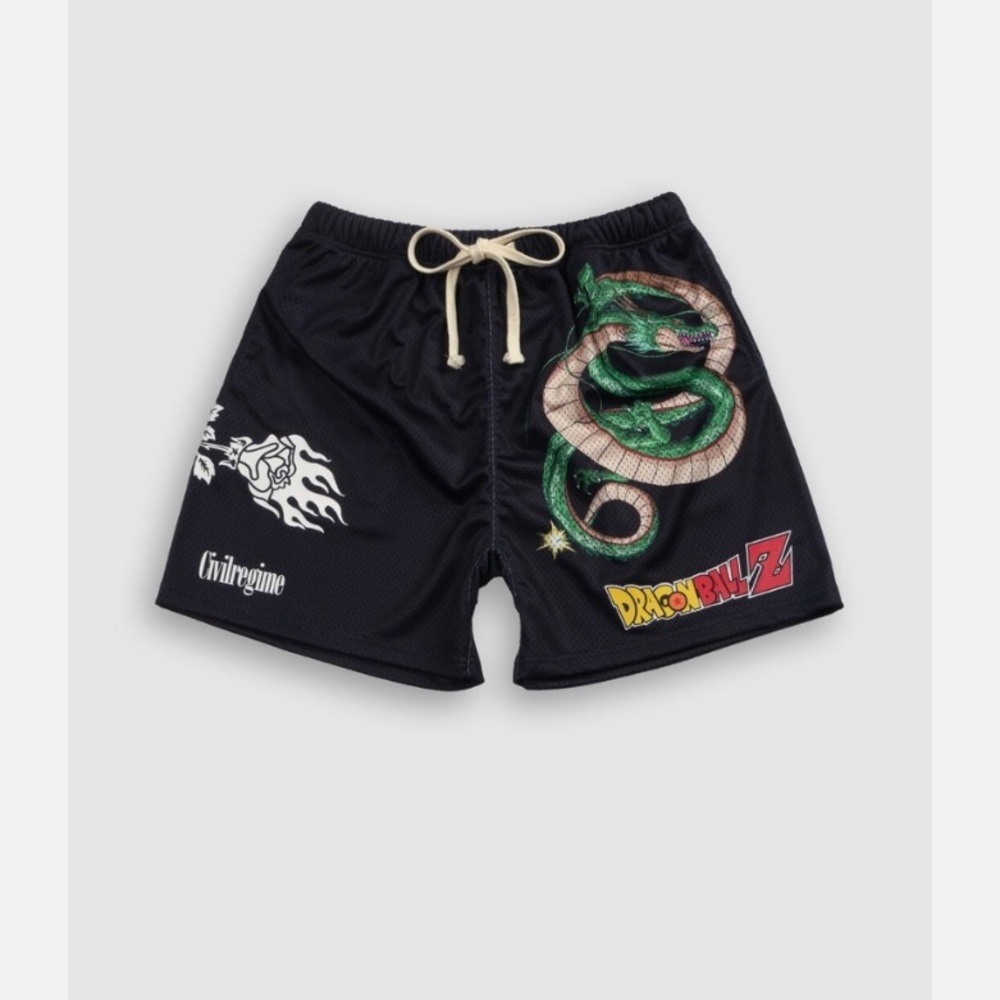 Civil Regime DBZ Shenron & The Rose Men’s Mesh Black Shorts Size Small BNWT - Picture 1 of 14
